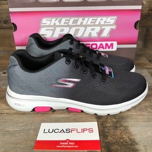 NEW Sketchers Go-Walk 4 Black Grey Womens Shoe
